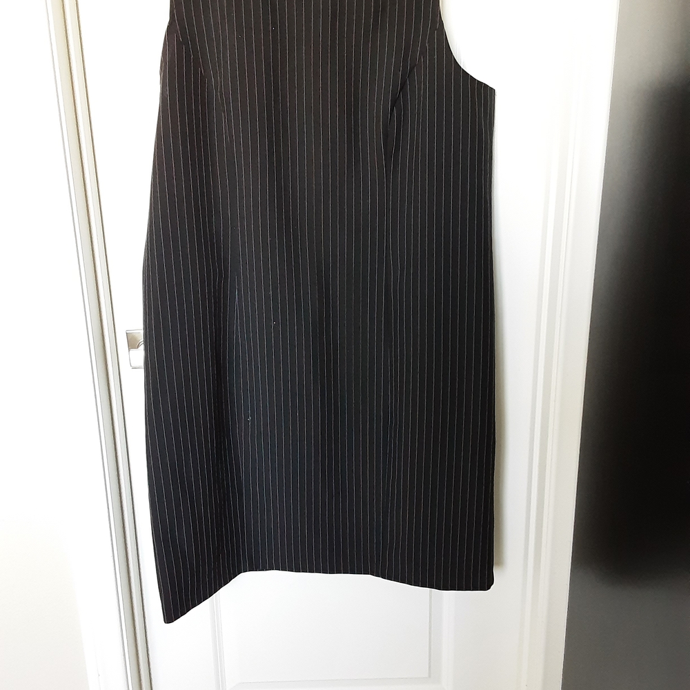 Elegant Black Pinstripe Midi Dress